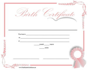 10 Free Printable Birth Certificate Templates (Word & Pdf Regarding Birth Certificate Fake Template
