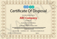 10 Items That Should Be Included In A Certificate Of Pertaining To Certificate Of Disposal Template