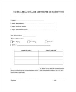 12+ Certificate Of Destruction Template Pdf, Word, Ai Intended For Destruction Certificate Template
