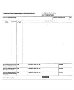 12+ Certificate Of Destruction Template Pdf, Word, Ai Regarding Certificate Of Disposal Template
