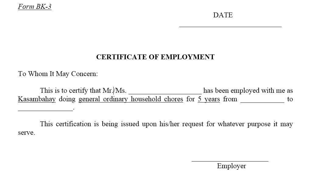12 Free Sample Employment Certificate Templates Printable In Quality Certificate Of Employment Template