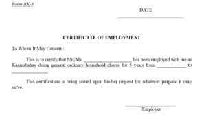 12 Free Sample Employment Certificate Templates Printable Intended For Best Employee Certificate Of Service Template