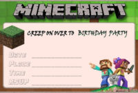 12+ Printable Minecraft Invitation Templates | Invitation World With Minecraft Birthday Card Template