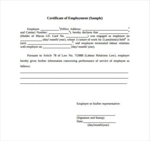 13+ Free Certificate Of Employment Samples Word Excel Samples Within Template Of Certificate Of Employment
