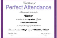 13 Free Sample Perfect Attendance Certificate Templates With Regard To Perfect Attendance Certificate Template