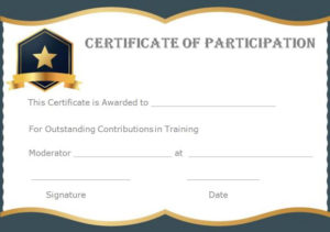 13+ Training Participation Certificate Templates Free Throughout Quality Free Templates For Certificates Of Participation