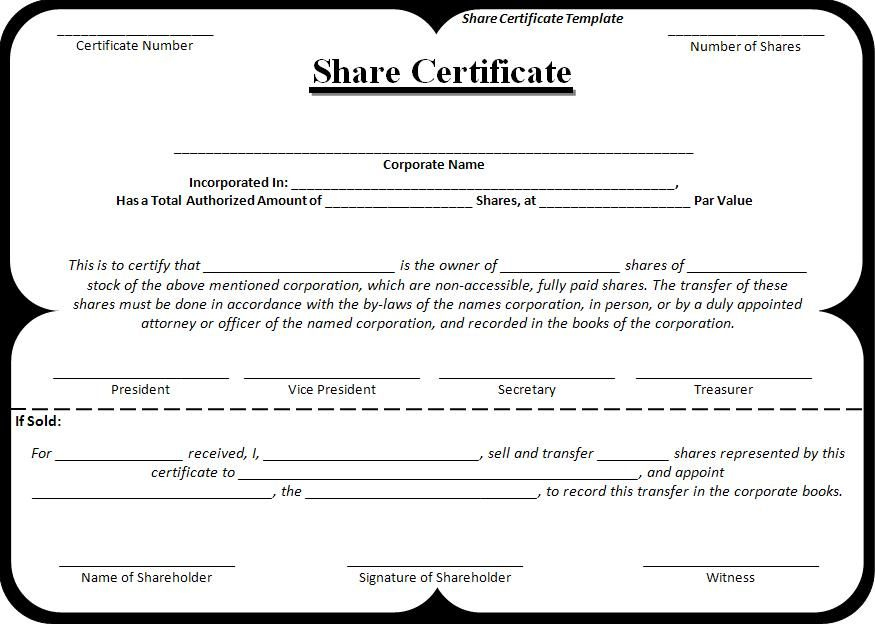 14+ Share Certificate Templates | Free Printable Word &amp; Pdf Throughout Printable Blank Share Certificate Template Free