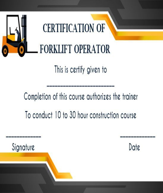 15+Forklift Certification Card Template For Training Intended For Forklift Certification Template