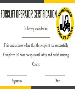 15+Forklift Certification Card Template For Training Pertaining To Forklift Certification Template