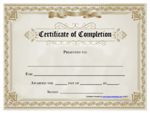 18 Free Certificate Of Completion Templates | Utemplates In Certificate Of Completion Template Word