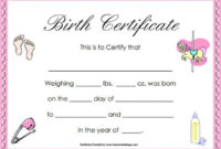 19+ Birth Certificate Templates | Word, Excel & Pdf Regarding Printable Girl Birth Certificate Template