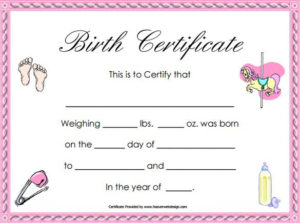 19+ Birth Certificate Templates | Word, Excel &amp;amp; Pdf Regarding Printable Girl Birth Certificate Template