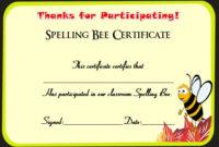 21 Free Printable Spelling Bee Certificates: Participation Pertaining To Free Spelling Bee Award Certificate Template