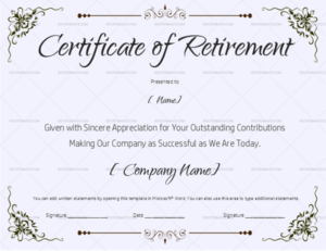 22+ Retirement Certificate Templates In Word And Pdf | Doc Throughout Retirement Certificate Template