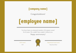 30 Employee Work Anniversary Ideas, Messages, Emails And Pertaining To Free Employee Anniversary Certificate Template