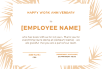 30 Employee Work Anniversary Ideas, Messages, Emails And With Regard To Free Employee Anniversary Certificate Template