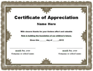30 Free Certificate Of Appreciation Templates And Letters In In Appreciation Certificate Templates