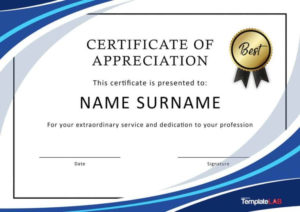 30 Free Certificate Of Appreciation Templates And Letters In In Felicitation Certificate Template