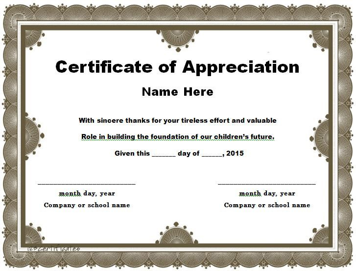 30 Free Certificate Of Appreciation Templates And Letters In Printable Thanks Certificate Template