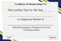 4+ Free Sample Certificate Of Membership Templates Intended For Llc Membership Certificate Template