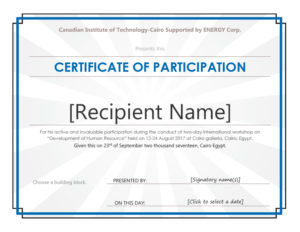 40+ Certificate Of Participation Templates Printable Templates In Professional Certificate Of Participation Template Doc