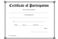 40+ Certificate Of Participation Templates Printable Templates Inside Sample Certificate Of Participation Template