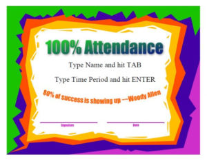 40 Printable Perfect Attendance Award Templates &amp;amp; Ideas With Perfect Attendance Certificate Template