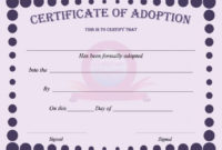 40+ Real & Fake Adoption Certificate Templates Printable With Regard To Quality Blank Adoption Certificate Template