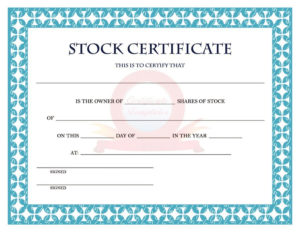 41 Free Stock Certificate Templates (Word, Pdf) Free In Blank Share Certificate Template Free