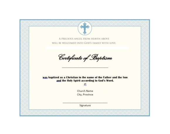 47 Baptism Certificate Templates (Free) Printable Templates For Christian Baptism Certificate Template