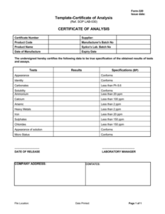5+ Certificate Of Analysis Templates & Samples (Word And Pdf) Inside Quality Certificate Of Analysis Template