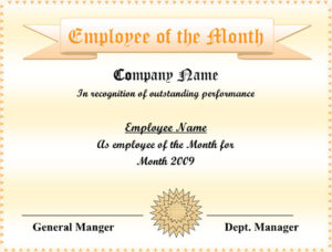 5+ Employee Of The Month Certificate Templates – Word, Pdf, Ppt Regarding Employee Of The Month Certificate Templates