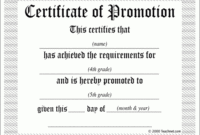 5Th Grade Promotion Certificate Template | This Certificate Inside 11+ Promotion Certificate Template