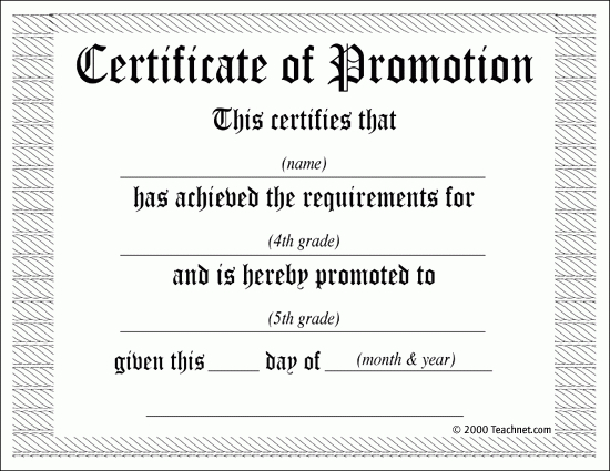 5Th Grade Promotion Certificate Template | This Certificate Throughout Best 5Th Grade Graduation Certificate Template
