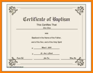 6+ Baptismal Certificate Template | Credit Letter Sample Throughout Christian Baptism Certificate Template