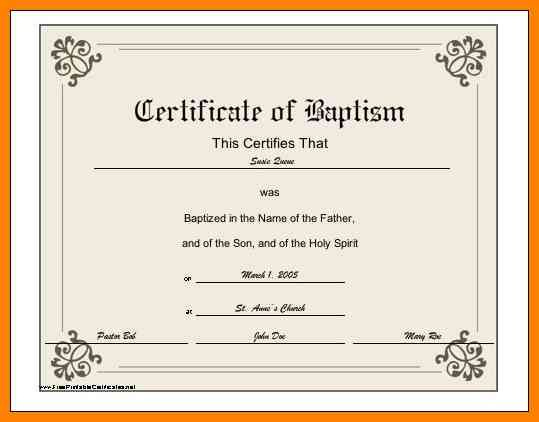 6+ Baptismal Certificate Template | Credit Letter Sample Throughout Christian Baptism Certificate Template