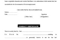 8 Free Sample Good Conduct Certificate Templates Printable With Regard To Good Conduct Certificate Template
