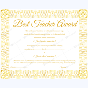 89+ Elegant Award Certificates For Business And School Events Inside Best Teacher Certificate Templates Free