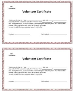 9 Free Sample Volunteer Certificate Templates Printable For Volunteer Certificate Templates