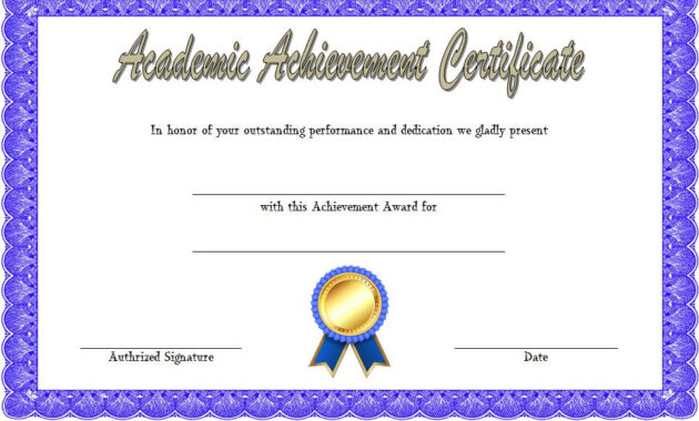 Academic Achievement Certificate Template 1 Free | Awards For Academic Award Certificate Template