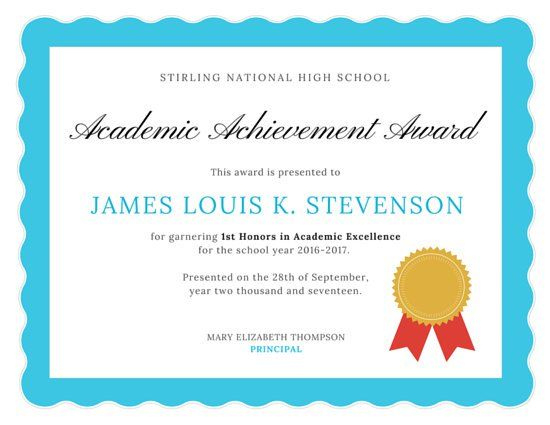 Academic Excellence Certificate | Awards Certificates Inside 11+ Academic Award Certificate Template