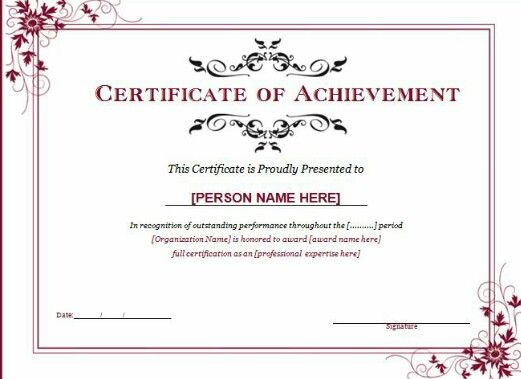 Achievement Award | Free Certificate Templates, Certificate Inside Award Certificate Templates Word 2007