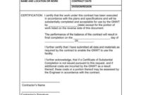 Application For Certificate Of Substantial Completion Page 1 Regarding Certificate Of Substantial Completion Template