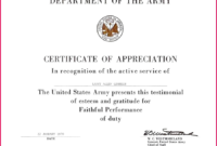 Army Certificate Of Appreciation Template (11 Regarding Best Army Certificate Of Appreciation Template