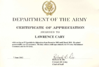 Army Certificate Of Completion Template Unique Army Certific Intended For Best Army Certificate Of Appreciation Template