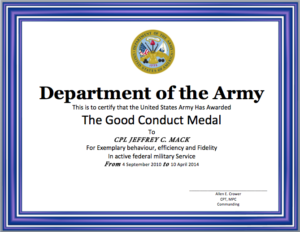Army Good Conduct Medal Certificate Template In 2020 Throughout Army Good Conduct Medal Certificate Template