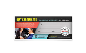 Auto Mechanic Gift Certificate Template Design With Regard To Automotive Gift Certificate Template
