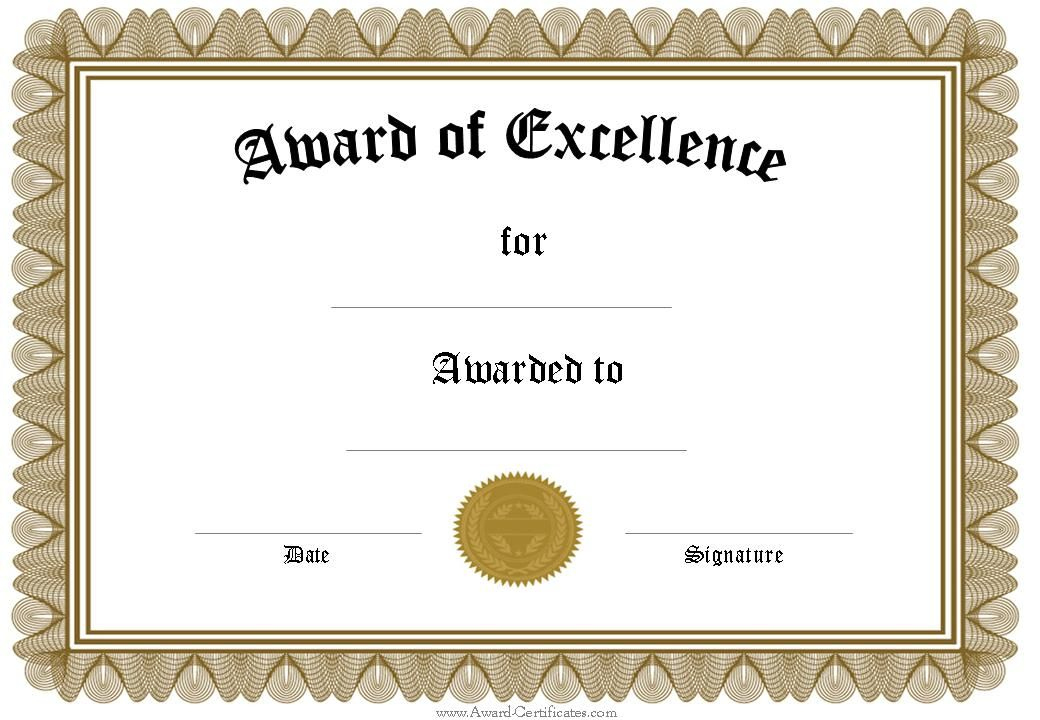 Award Certificate Templates | Free Certificate Templates In Free Printable Blank Award Certificate Templates