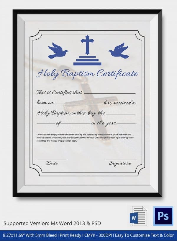 Baptism Certificate 19+ Free Word, Pdf Documents Download Regarding Christian Baptism Certificate Template
