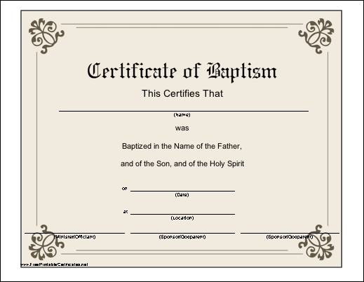 Baptism Certificate Printable Certificate | Printable Regarding Free Christian Baptism Certificate Template